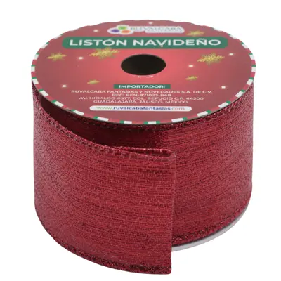 [7777102315037] LISTON BRILLANTE ROJO 6.3CMX10Y R102315-3