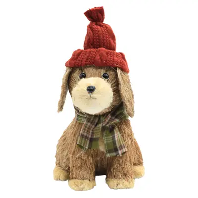 [7777134401005] PERRO CON GORRO NAVIDEÑO 28CM  R134401
