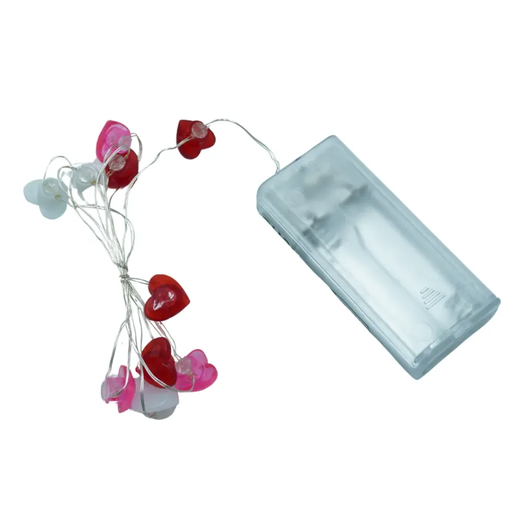 SERIE DE LUCES LED CORAZÓN ROJO Y ROSA 1M