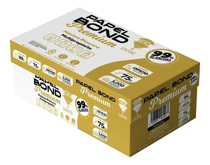 CAJA HOJA BLANCA OFICIO C5000 DIEM 75GR 99% BLANCURA