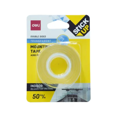 [6921734941664] CINTA ADHESIVA DE MONTAJE TRANSPARENTE 25.4MMX1.5M DELI A35201