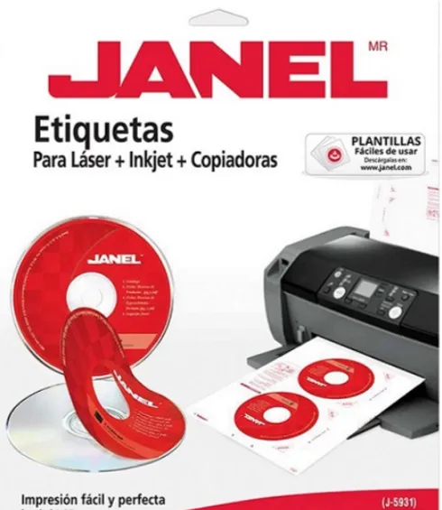 ETIQUETA PARA CD BLANCAS 117MM C50 JANEL