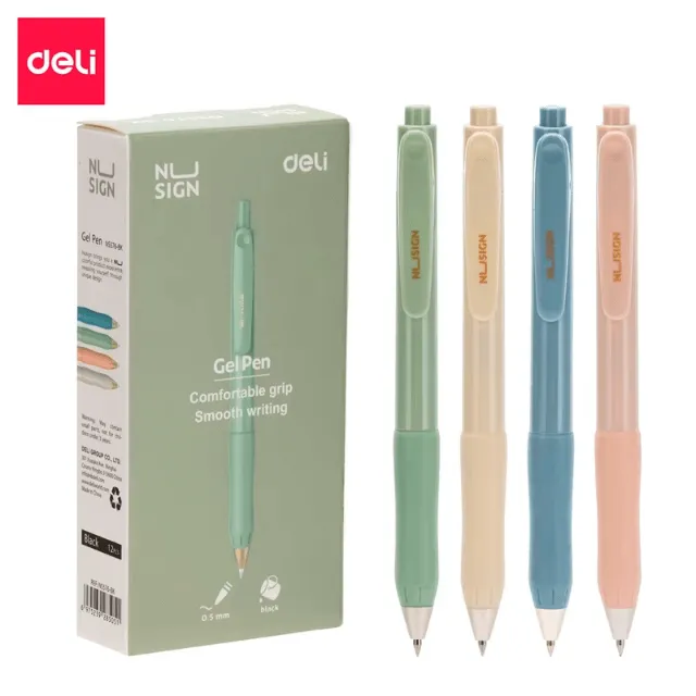 [6975239285020] BOLIGRAFO RETRACTIL GEL AZUL 0.5MM DELI NS576-BL