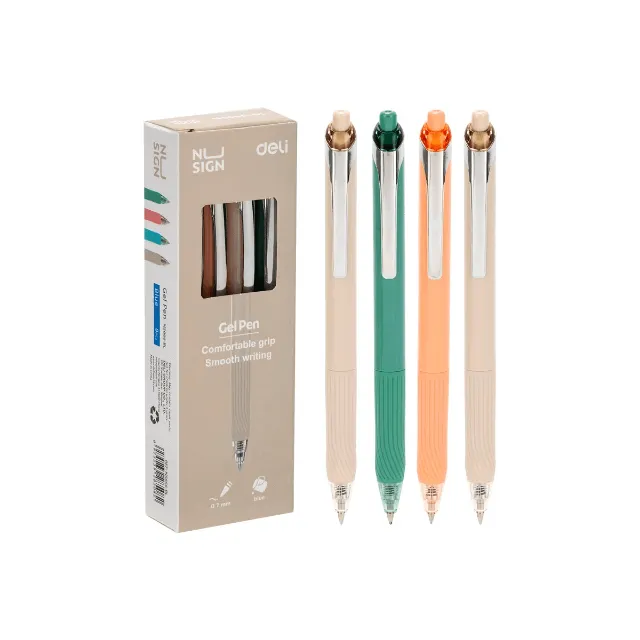 [6975239285044] BOLIGRAFO RETRACTIL GEL AZUL 0.7MM DELI NS666-BL