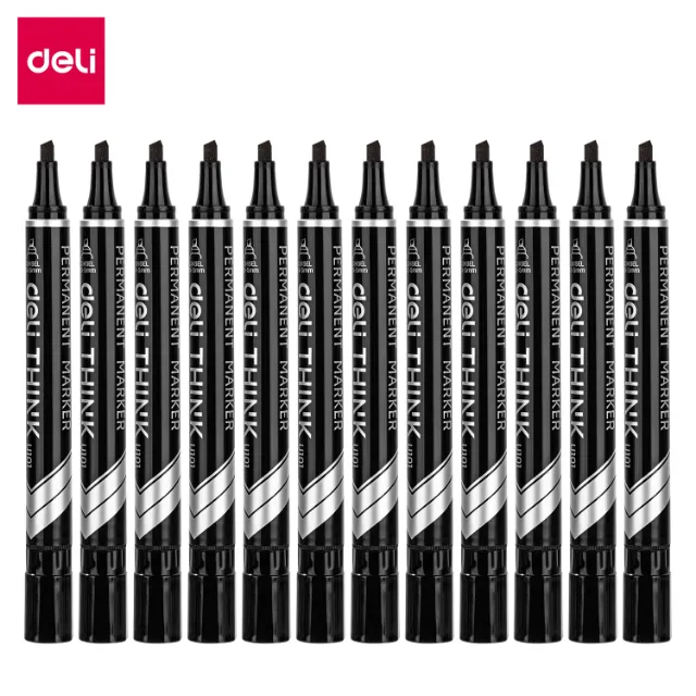 [6921734941145] MARCADOR PERMANENTE PUNTA CINCEL NEGRO C12 DELI U10120