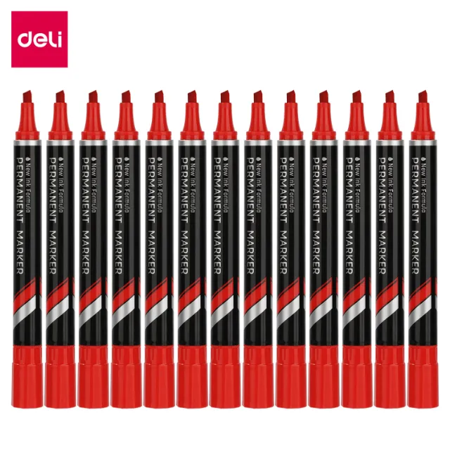 [6921734941169] MARCADOR PERMANENTE PUNTA CINCEL ROJO C12 DELI U10140