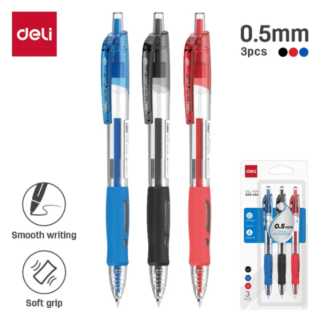 [6932673704623] BOLIGRAFO RETRACTIL GEL SURTIDO 0.5MM C3 DELI G08-3AS