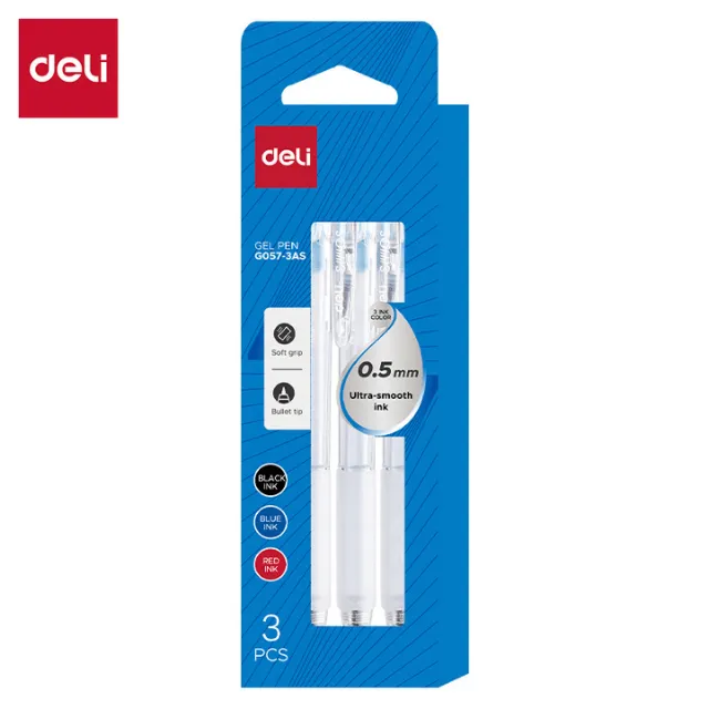 [6932673704630] BOLIGRAFO RETRACTIL GEL SURTIDO 0.5MM C3 DELI G057-3AS