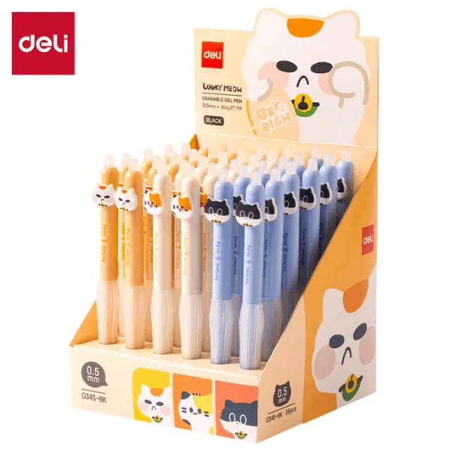 BOLIGRAFO RETRACTIL GEL BORRABLE NEGRO 0.5MM DELI G345-BK