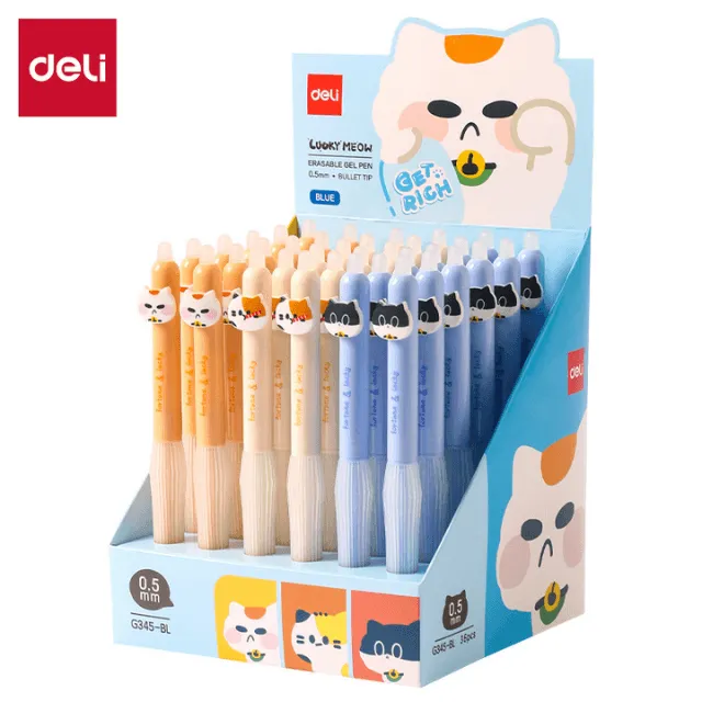BOLIGRAFO RETRACTIL GEL BORRABLE AZUL 0.5MM DELI G345-BL