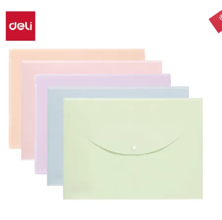 SOBRE PLASTICO OFICIO COLORES PASTEL CON BROCHE DELI F731