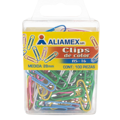 CLIP COLORES C100 ALIAMEX AS-16 | Mariposa Papelerias