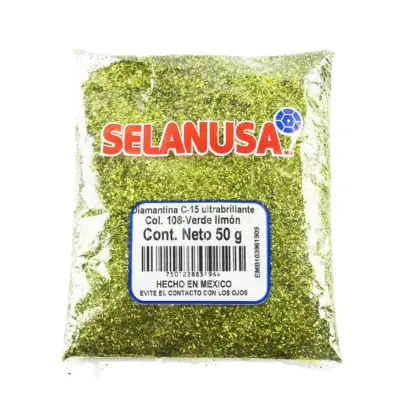 [D108C15D] DIAMANTINA FINA VERDE LIMON 50GR SELANUSA 108
