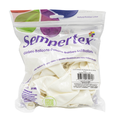 [7703340230269] GLOBOS SEMPERTEX 12 FASHION BLANCO C50