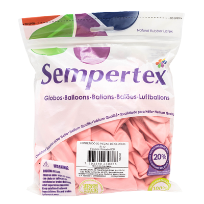 [7703340230368] GLOBOS SEMPERTEX 12 FASHION ROSADO C50