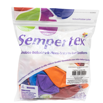 [7703340230221] GLOBOS SEMPERTEX 12 FASHION SURTIDO C50