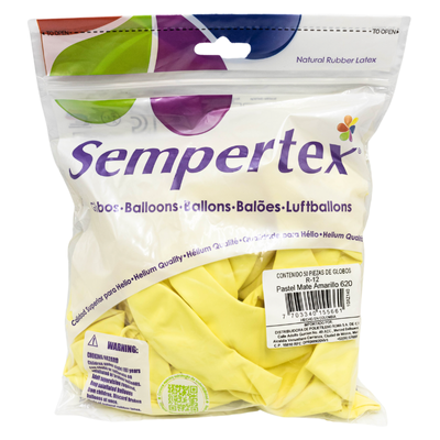 [7703340155661] GLOBOS SEMPERTEX 12 PASTEL MATE AMARILLO C50