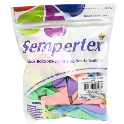[7703340155586] GLOBOS SEMPERTEX 12 PASTEL MATE SURTIDO C50