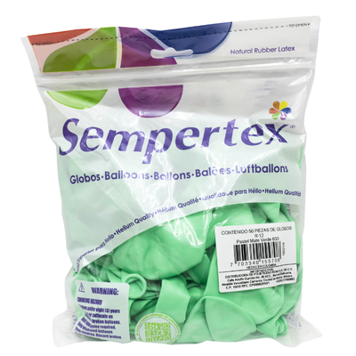 [7703340155708] GLOBOS SEMPERTEX 12 PASTEL MATE VERDE C50