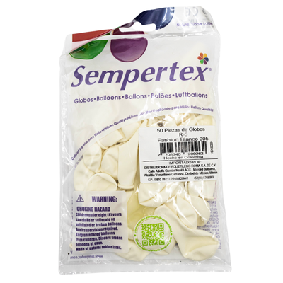 [7703340200262] GLOBOS SEMPERTEX 5 FASHION BLANCO C50