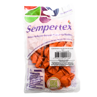 [7703340201368] GLOBOS SEMPERTEX 5 FASHION NARANJA C50