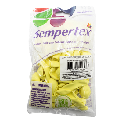 [7703340155647] GLOBOS SEMPERTEX 5 PASTEL MATE AMARILLO C50
