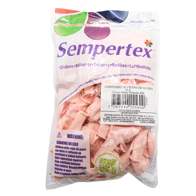 [7703340155609] GLOBOS SEMPERTEX 5 PASTEL MATE ROSADO C50