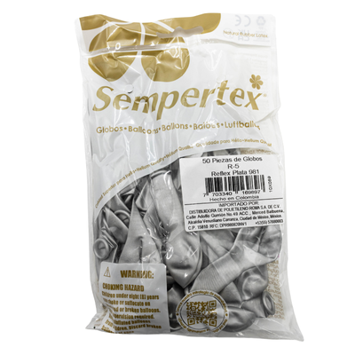 [7703340169897] GLOBOS SEMPERTEX 5 REFLEX PLATA C50