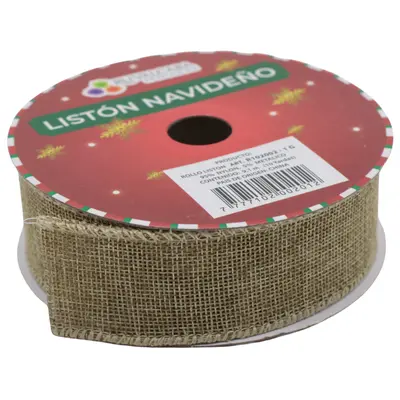 [7777102002012] LISTON NAVIDAD YUTE NATURAL R102002-1