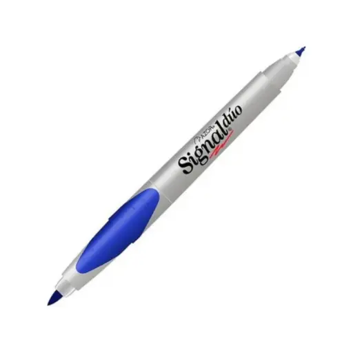 [7501428720141] MARCADOR PERMANENTE FINO DUO AZUL SIGNAL