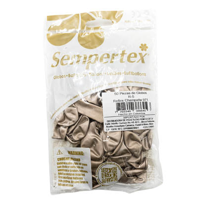 [7703340386645] GLOBOS SEMPERTEX 5 REFLEX CHAMPAÑA C50