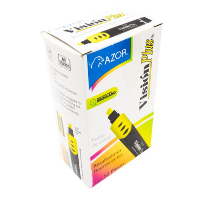 [C7501428701355] CAJA MARCATEXTOS GRUESO AMARILLO VISION PLUS 2600AM