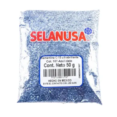 [7501228812787] DIAMANTINA FINA AZUL CIELO 50GR SELANUSA 107