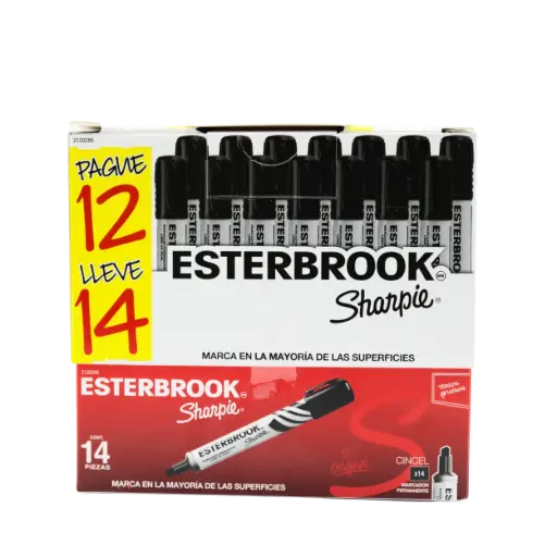 [071641182011] PAQ MARCADOR PERMANENTE GRUESO NEGRO ESTERBROOK 12+2