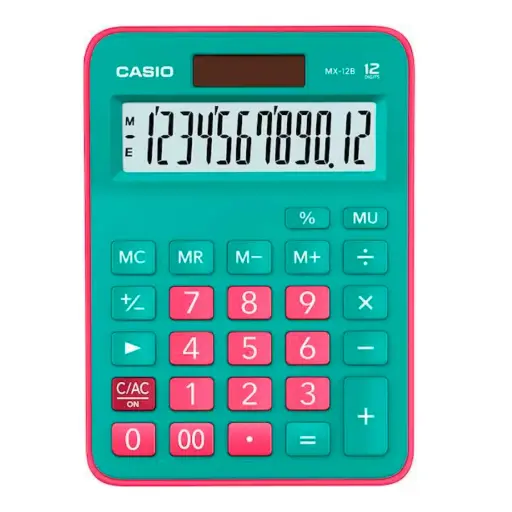 [4549526615368] CALCULADORA CASIO ESCRITORIO 12 DIG. AZUL/ROSA MX-12B-PKLB