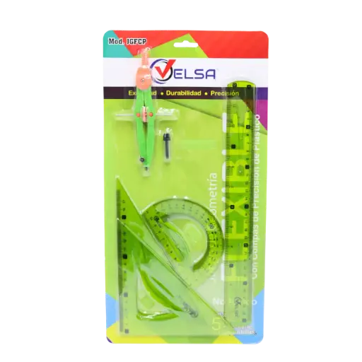 [7503053844711] JUEGO GEOMETRICO FLEXIBLE COMPAS PLASTICO VELSA JGFCP